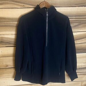 Varley Men's Fulman Longline Black Half Zip pullover Sweater size small 2 pocket